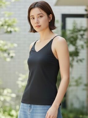 B.Y.B.B. by Susan Lawrence Black Cami Tank Top Size Medium VTG Y2K Stretch